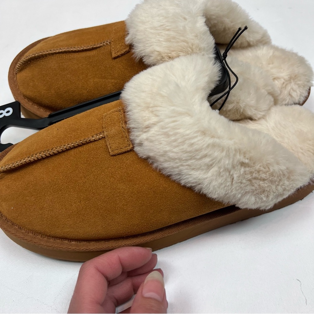 NWT Joyspun Women's Faux Suede Platform Clog Slippers Sz 8 - Picture 8 of 16